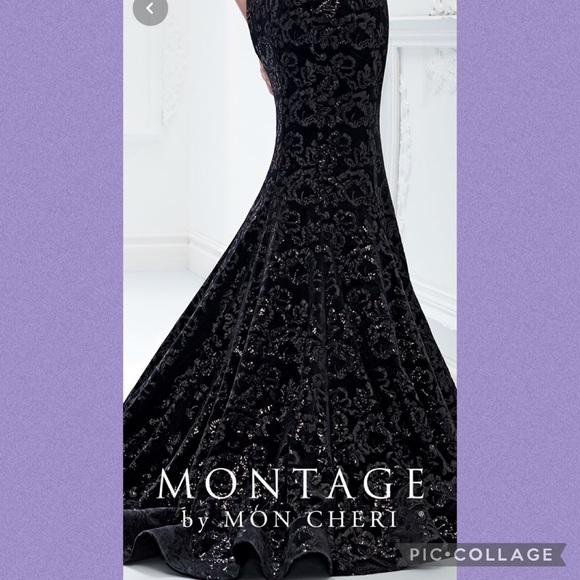 Montage by MON CHERI PURPLE sequins MOB LONG SLEEVE GOWN - Picture 9 of 16